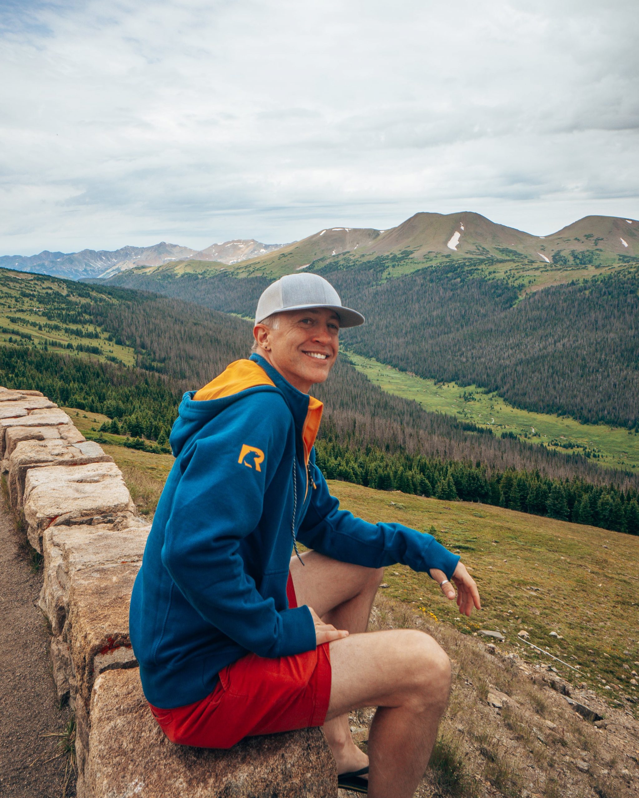 Tim at Medicine Bow Curve mountain views in Rocky Mountain National Park