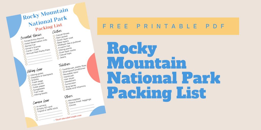 Rocky Mountain National Park Packing List