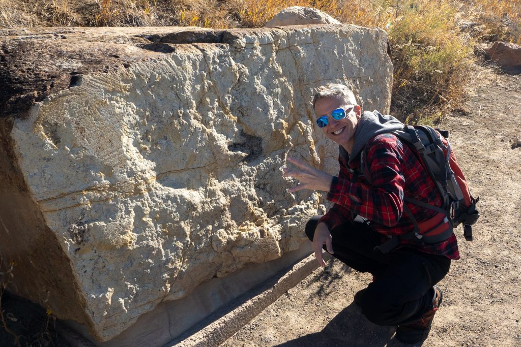 Tim with Therapod Track on Dinosaur Ridge